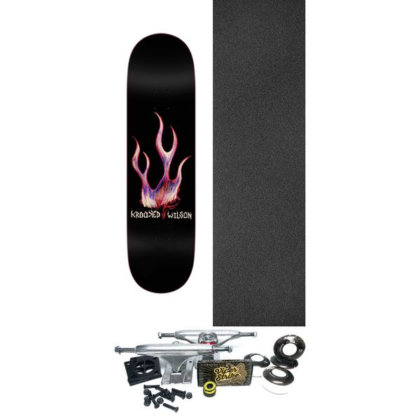 Krooked Skateboards Andrew Wilson Flame Skateboard Deck True Fit - 8.5" x 31.35" - Complete Skateboard Bundle